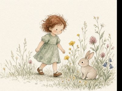 Delicate pencil and wash sample illustration