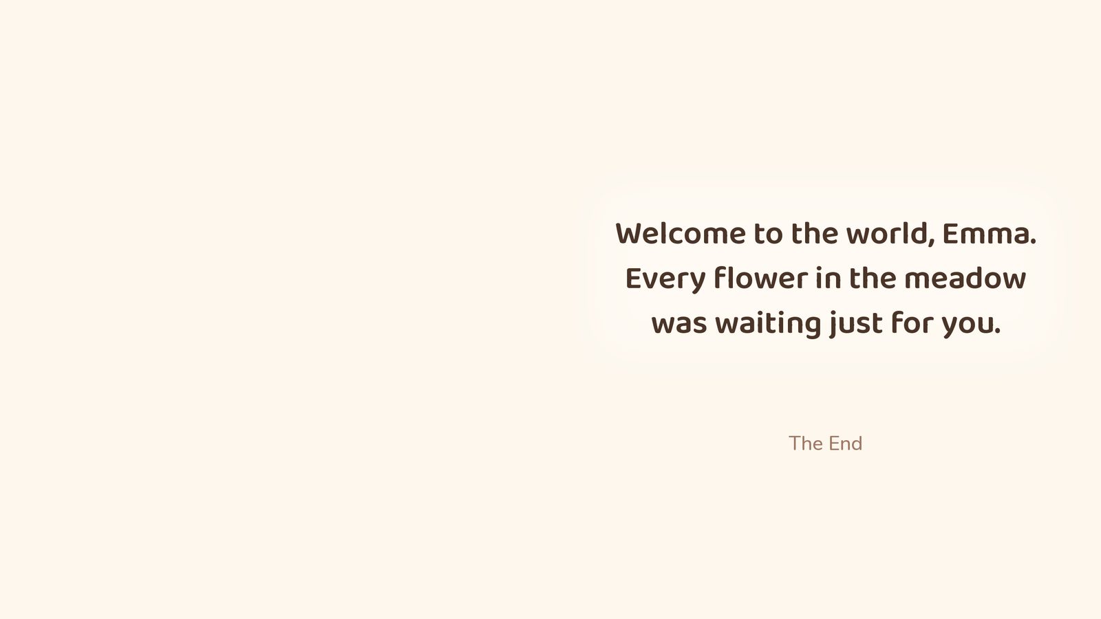 Sample page from Emma and the Meadow of Welcomes: closing page