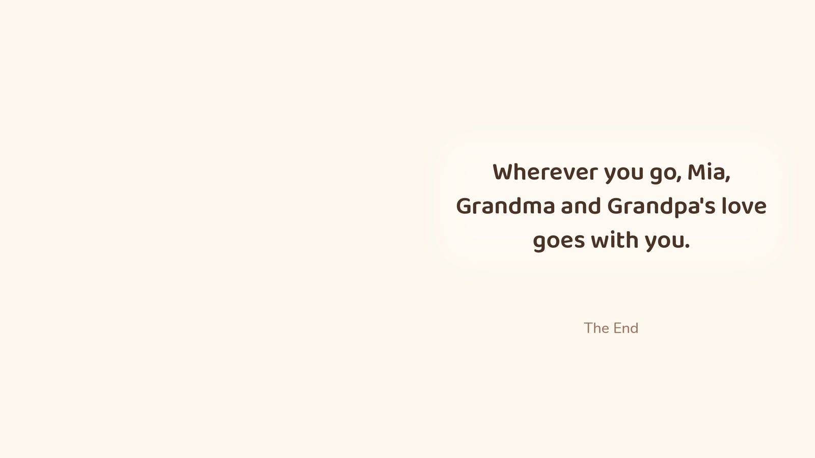 Sample page from Mia's Day with Grandma and Grandpa: closing page